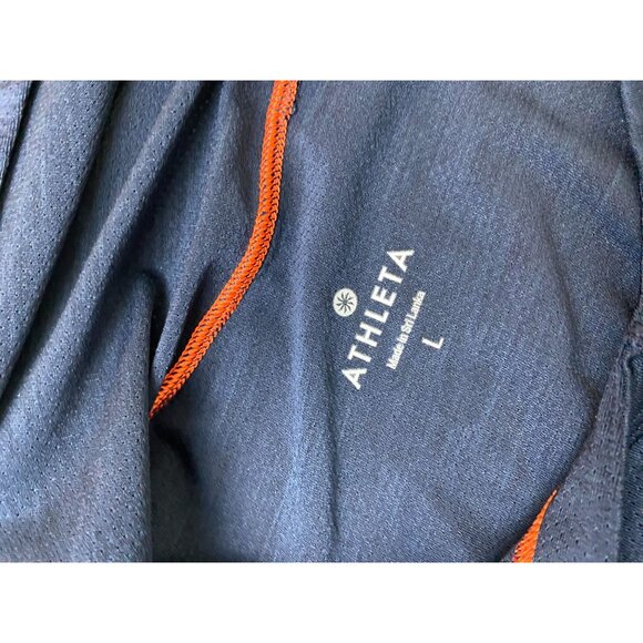 Athleta Womens Navy Blue Uppercut Short Sleeve Hoodie Size Large Athleisure - Picture 3 of 16